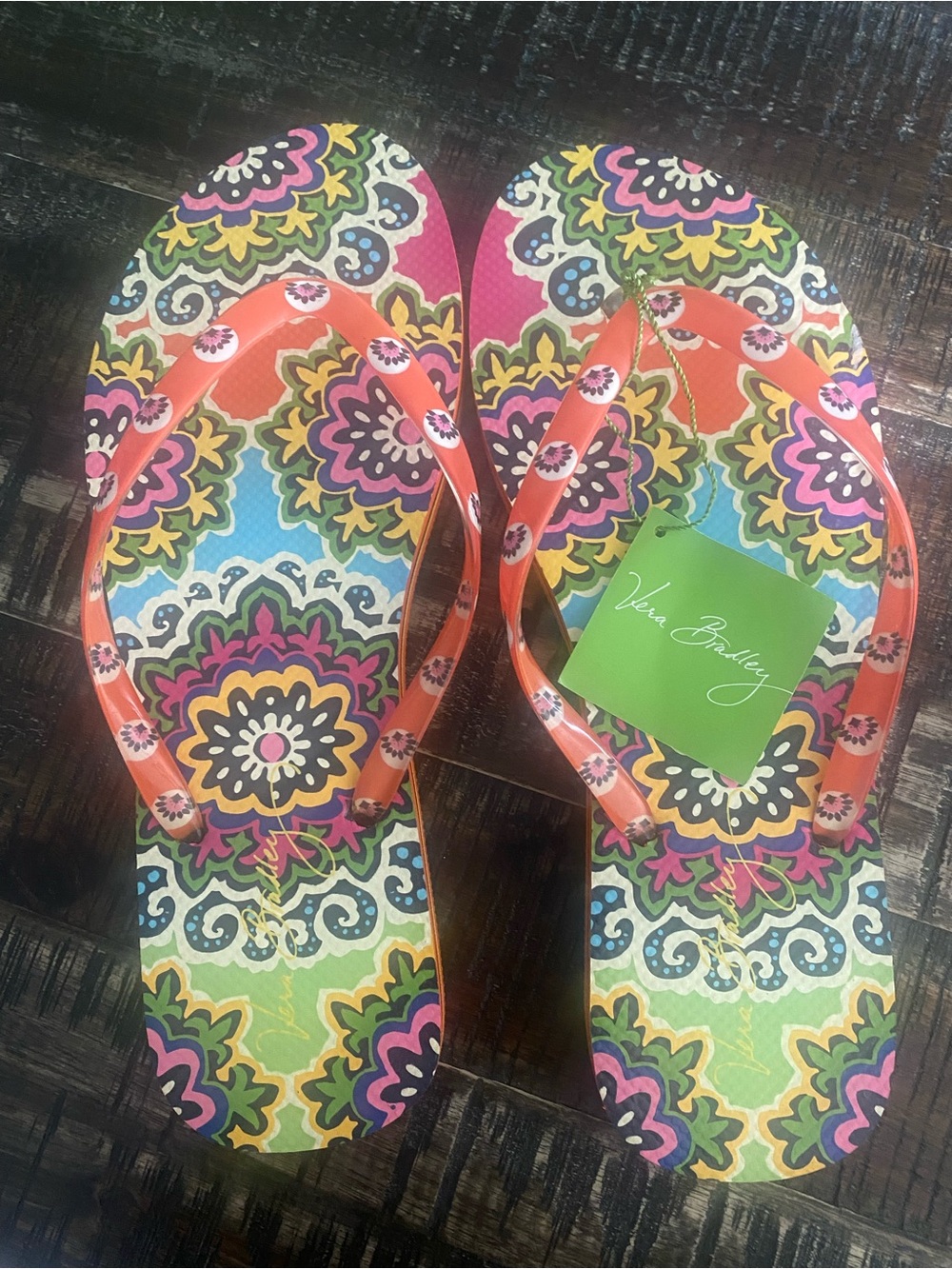 NWT Vera Bradley ! Paisley Flip Flops “RIO” size Large